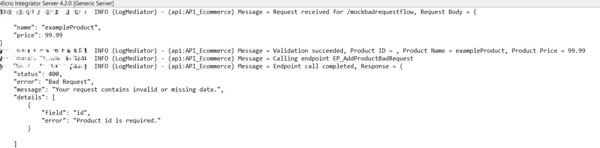 Bad Request Integration Logs